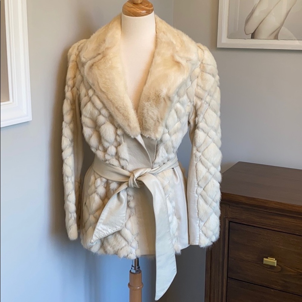 Vintage Custom Made Leather & Rabbit Fur Coat